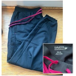 Fabletics scrub Black Joggers with Pink Drawstring